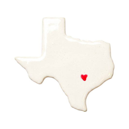 Austin Ceramic Magnet - Handmade Texas Souvenir with Heart Design