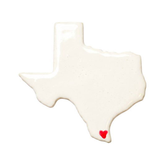 Brownsville Ceramic Magnet - Handmade Texas Souvenir with Heart Design