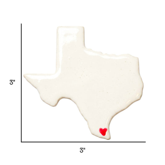Brownsville Ceramic Magnet - Handmade Texas Souvenir with Heart Design