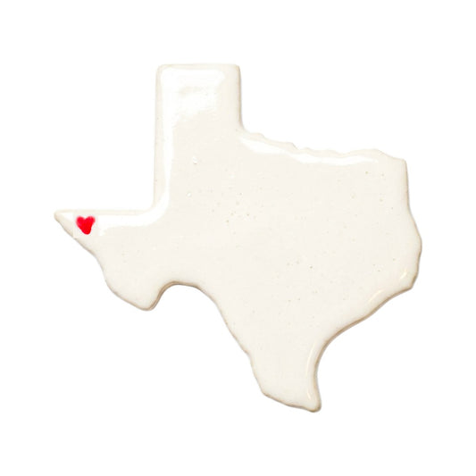 El Paso Ceramic Magnet - Handmade Texas Souvenir with Heart Design