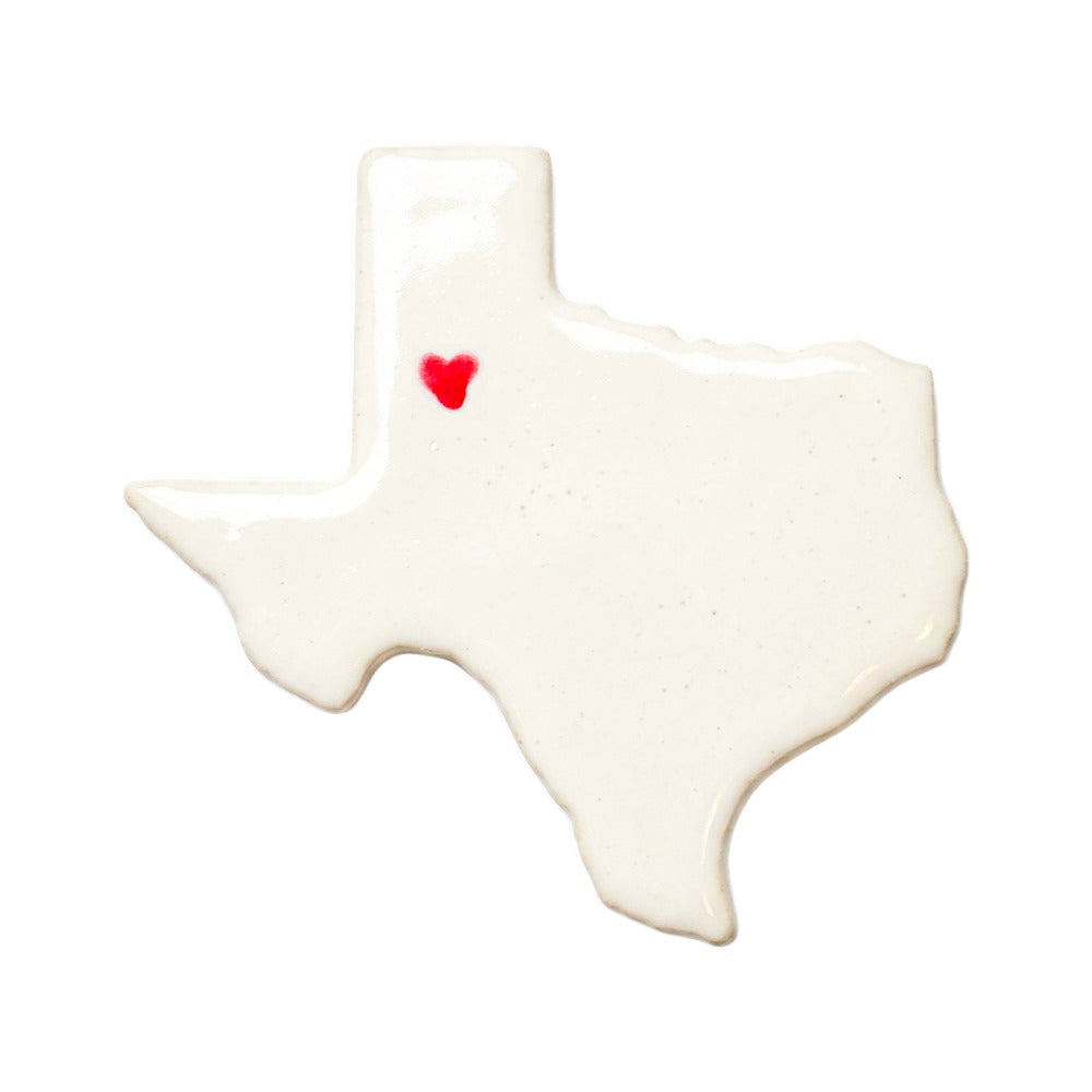 Lubbock Ceramic Magnet - Handmade Texas Souvenir with Heart Design