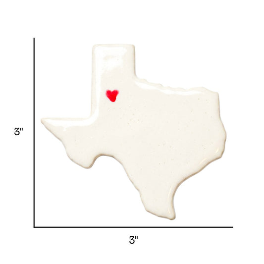 Lubbock Ceramic Magnet - Handmade Texas Souvenir with Heart Design