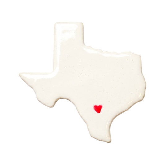 San Antonio Ceramic Magnet - Handmade Texas Souvenir with Heart Design