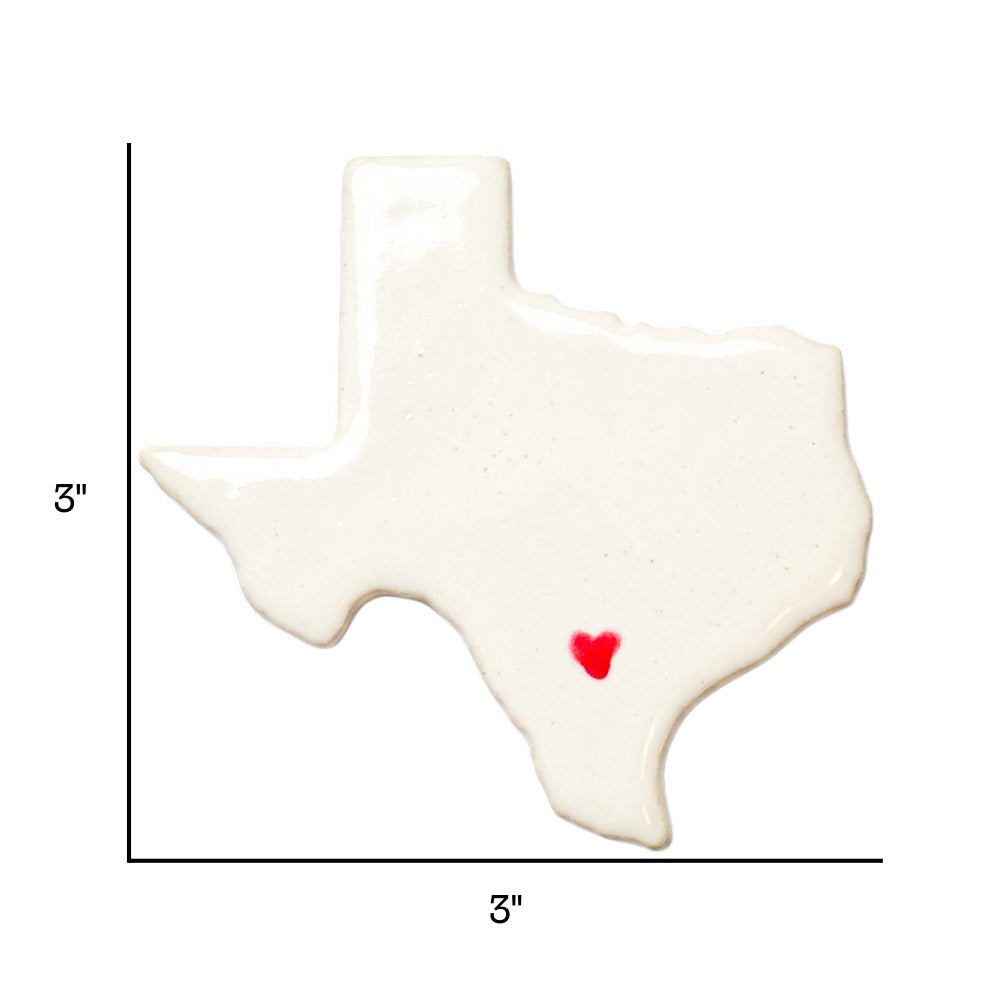 San Antonio Ceramic Magnet - Handmade Texas Souvenir with Heart Design