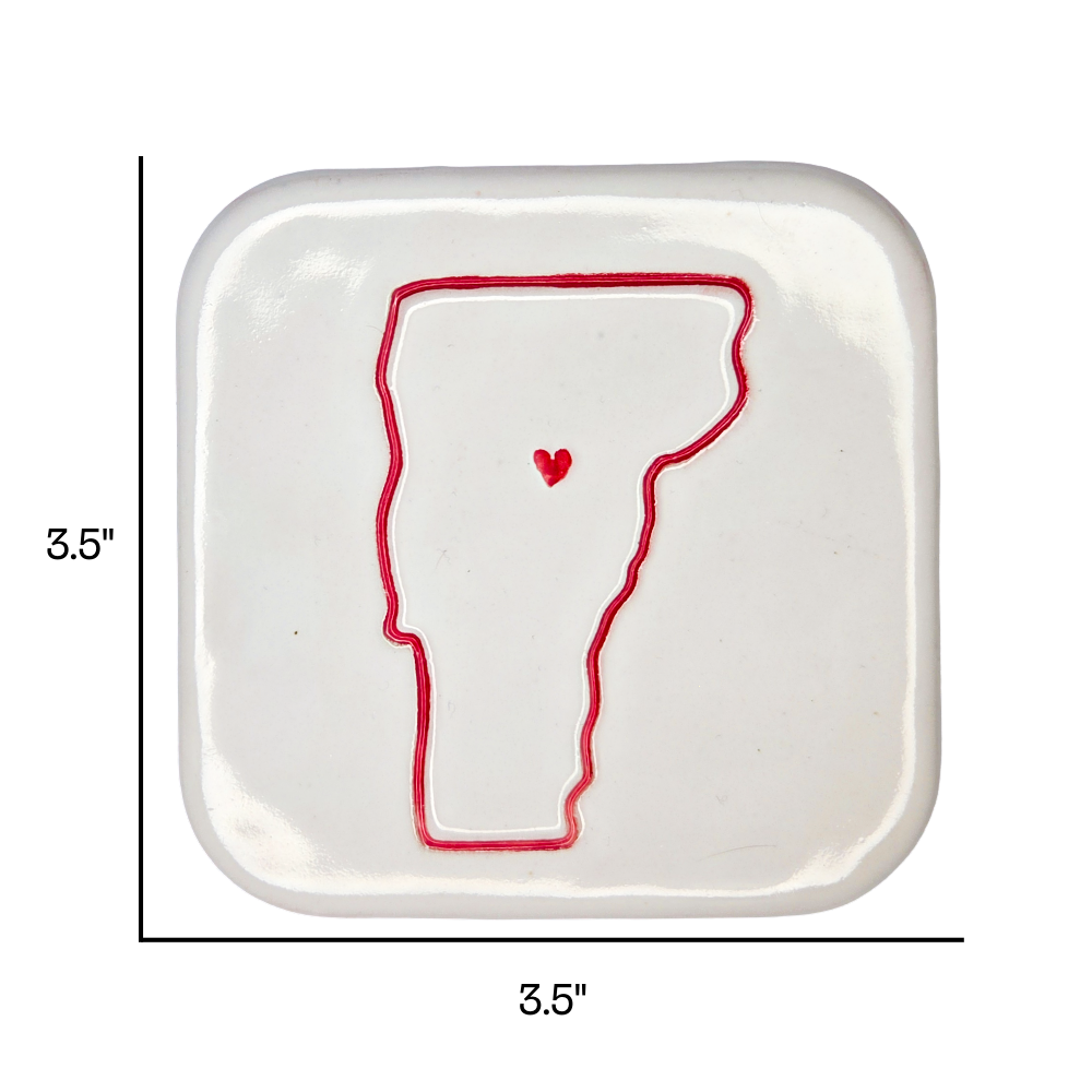Vermont Handcrafted Custom Ceramic Coaster | Individual Single Coaster