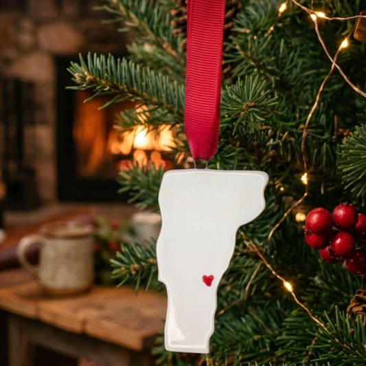 Woodstock Ceramic Christmas Ornament - Handcrafted Vermont Holiday Gift
