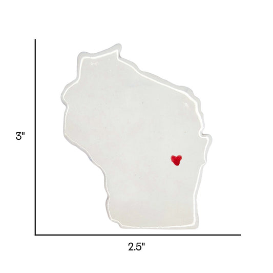 Appleton Ceramic Fridge Magnet - Handmade Wisconsin Souvenir with Heart Design