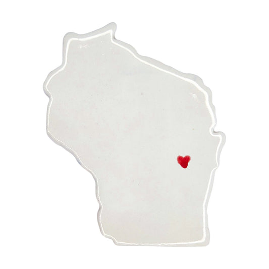 Appleton Ceramic Fridge Magnet - Handmade Wisconsin Souvenir with Heart Design
