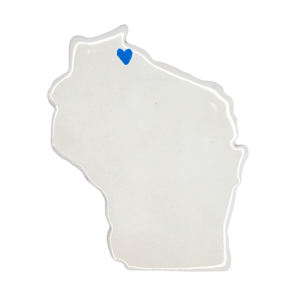 Ashland Ceramic Fridge Magnet - Handmade Wisconsin Souvenir with Heart Design