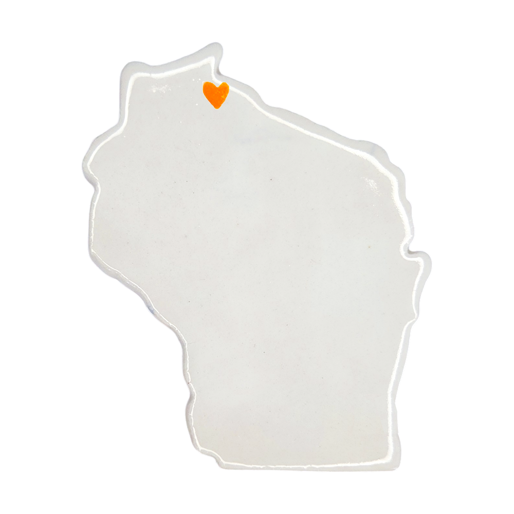 Ashland Ceramic Fridge Magnet - Handmade Wisconsin Souvenir with Heart Design
