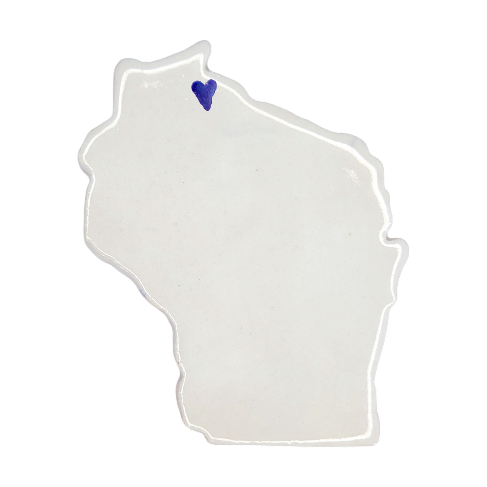 Ashland Ceramic Fridge Magnet - Handmade Wisconsin Souvenir with Heart Design