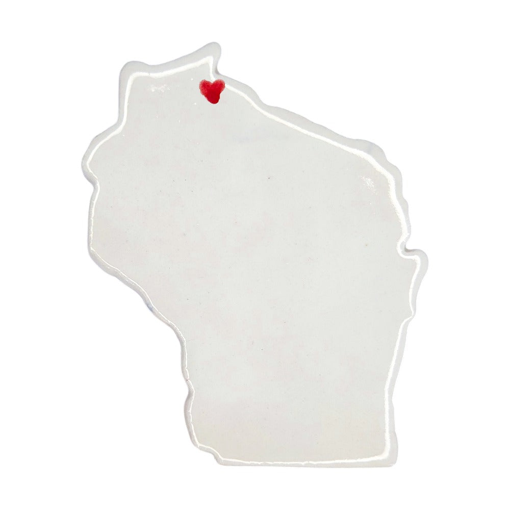 Ashland Ceramic Fridge Magnet - Handmade Wisconsin Souvenir with Heart Design