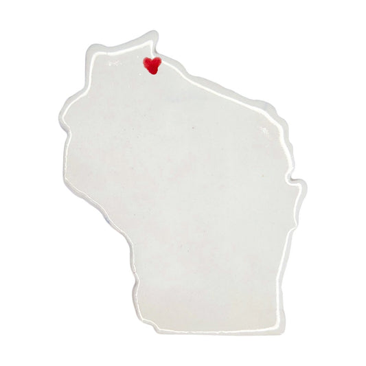 Ashland Ceramic Fridge Magnet - Handmade Wisconsin Souvenir with Heart Design