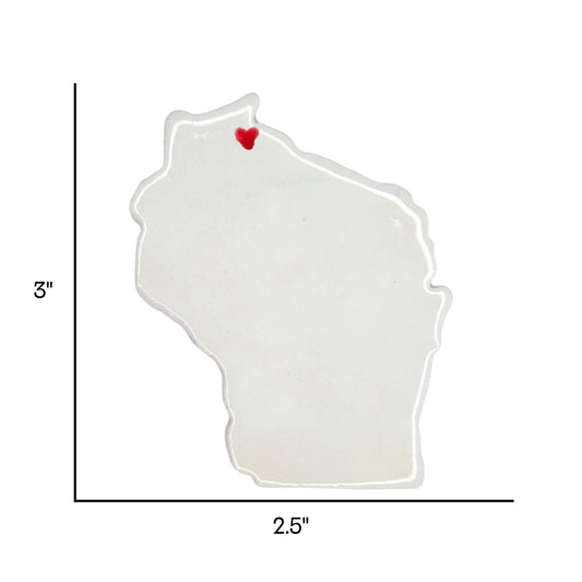 Ashland Ceramic Fridge Magnet - Handmade Wisconsin Souvenir with Heart Design