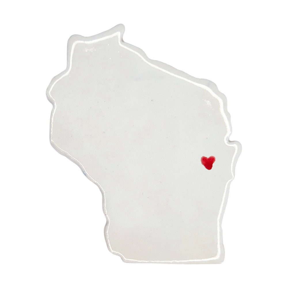 Green Bay Ceramic Fridge Magnet - Handmade Wisconsin Souvenir with Heart Design