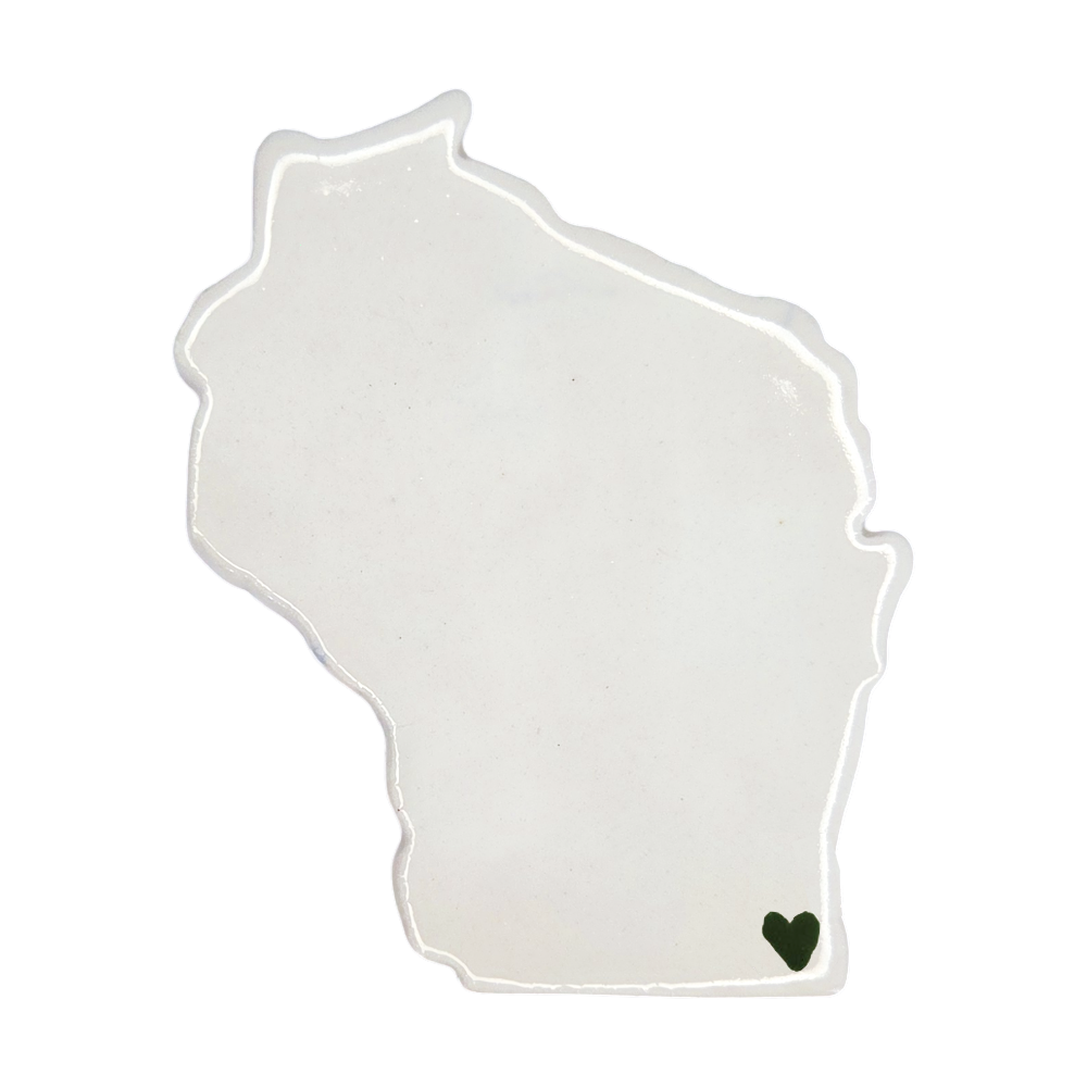 Kenosha Ceramic Fridge Magnet - Handmade Wisconsin Souvenir with Heart Design
