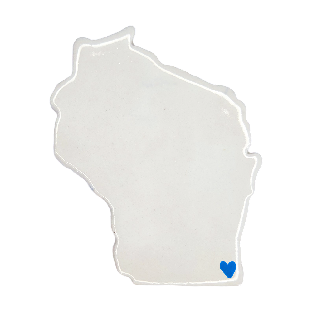 Kenosha Ceramic Fridge Magnet - Handmade Wisconsin Souvenir with Heart Design