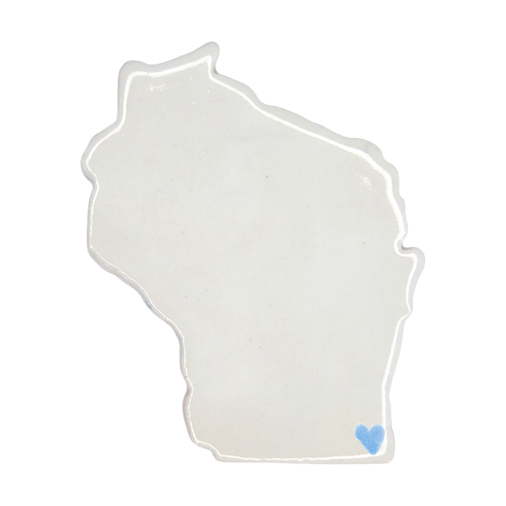 Kenosha Ceramic Fridge Magnet - Handmade Wisconsin Souvenir with Heart Design