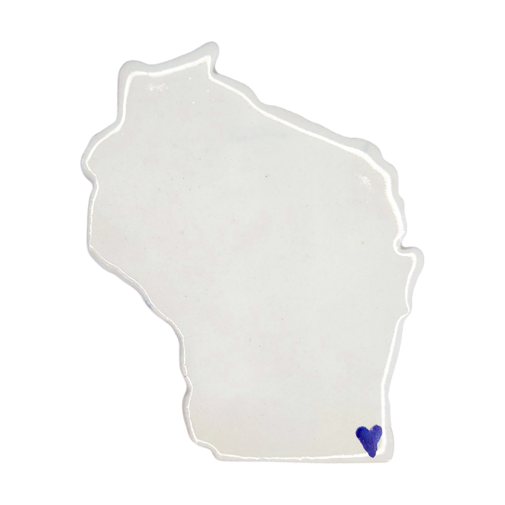 Kenosha Ceramic Fridge Magnet - Handmade Wisconsin Souvenir with Heart Design