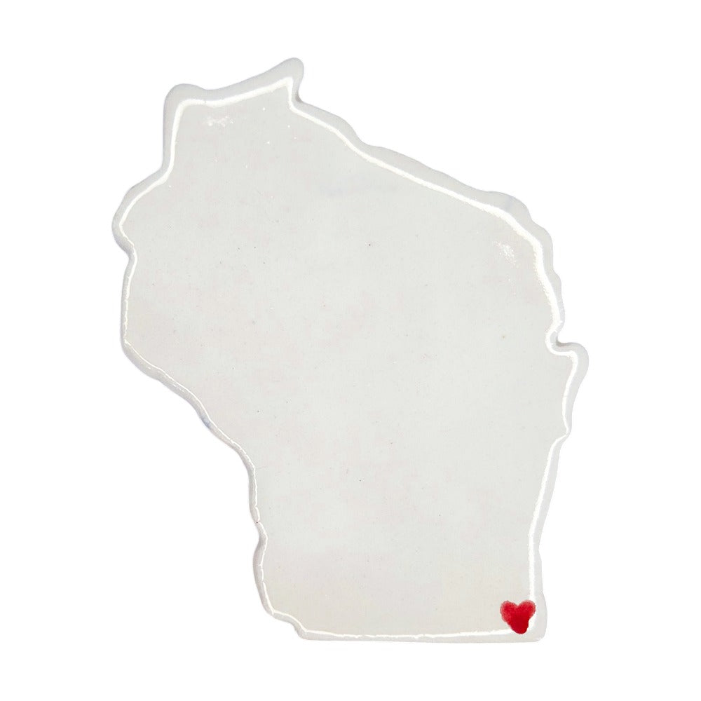 Kenosha Ceramic Fridge Magnet - Handmade Wisconsin Souvenir with Heart Design