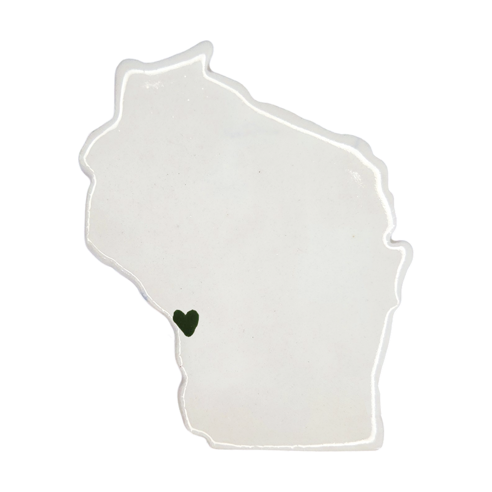 La Crosse Ceramic Fridge Magnet - Handmade Wisconsin Souvenir with Heart Design