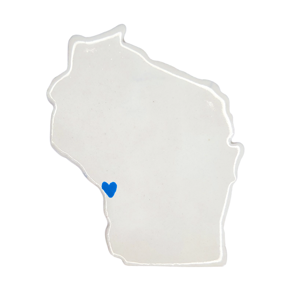 La Crosse Ceramic Fridge Magnet - Handmade Wisconsin Souvenir with Heart Design