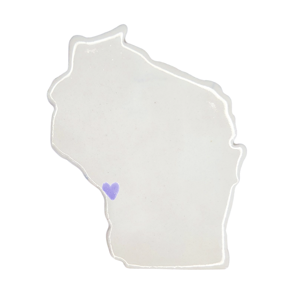 La Crosse Ceramic Fridge Magnet - Handmade Wisconsin Souvenir with Heart Design