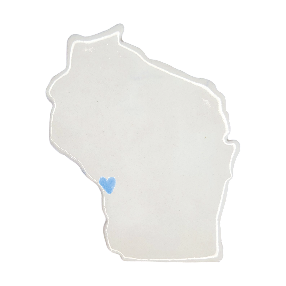 La Crosse Ceramic Fridge Magnet - Handmade Wisconsin Souvenir with Heart Design