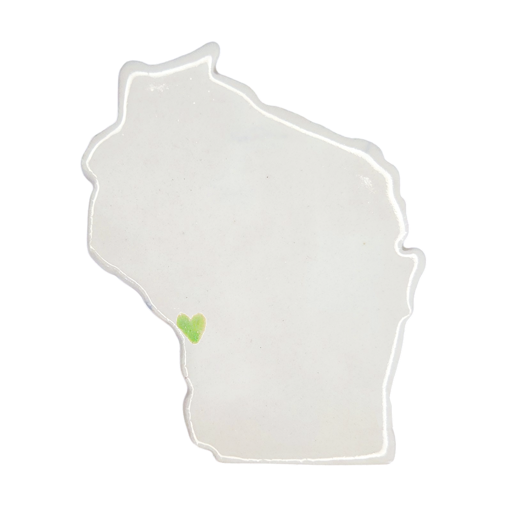 La Crosse Ceramic Fridge Magnet - Handmade Wisconsin Souvenir with Heart Design