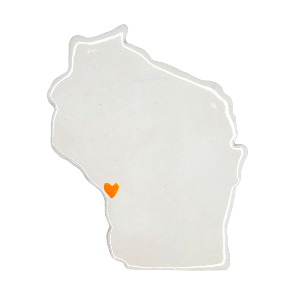 La Crosse Ceramic Fridge Magnet - Handmade Wisconsin Souvenir with Heart Design