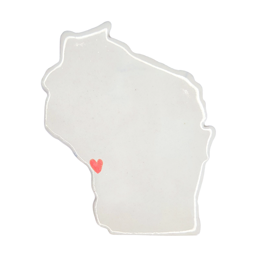 La Crosse Ceramic Fridge Magnet - Handmade Wisconsin Souvenir with Heart Design