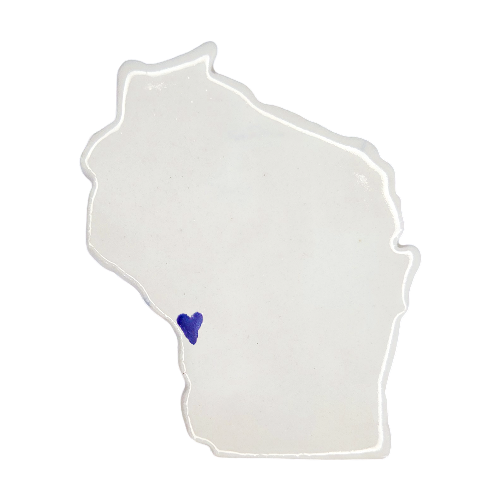 La Crosse Ceramic Fridge Magnet - Handmade Wisconsin Souvenir with Heart Design