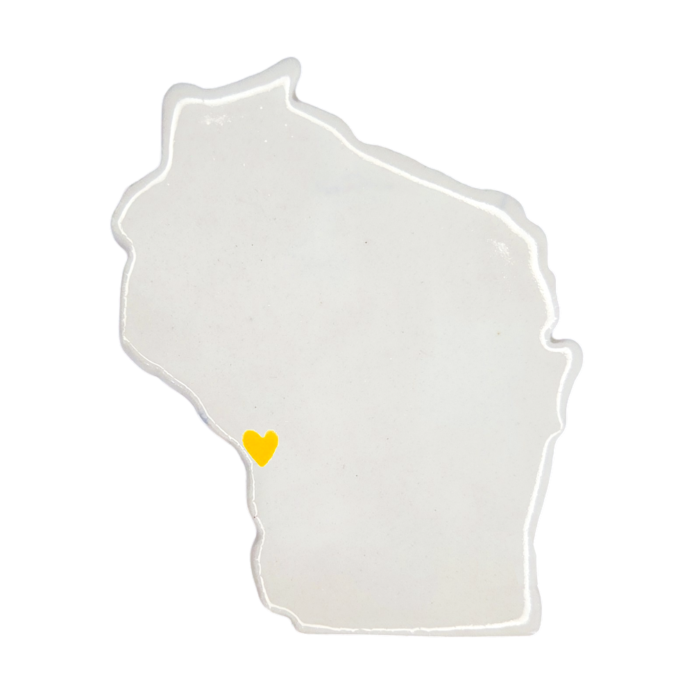 La Crosse Ceramic Fridge Magnet - Handmade Wisconsin Souvenir with Heart Design