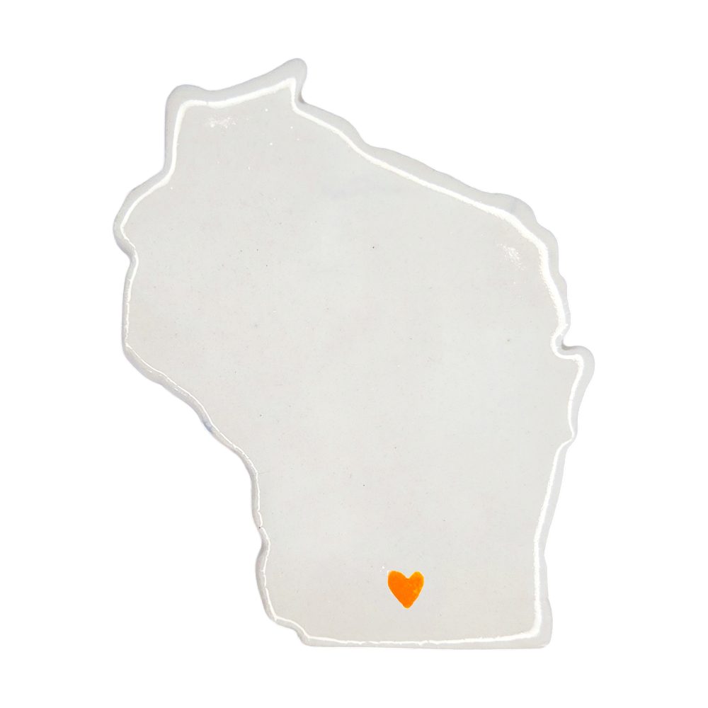 Madison Ceramic Fridge Magnet - Handmade Wisconsin Souvenir with Heart Design