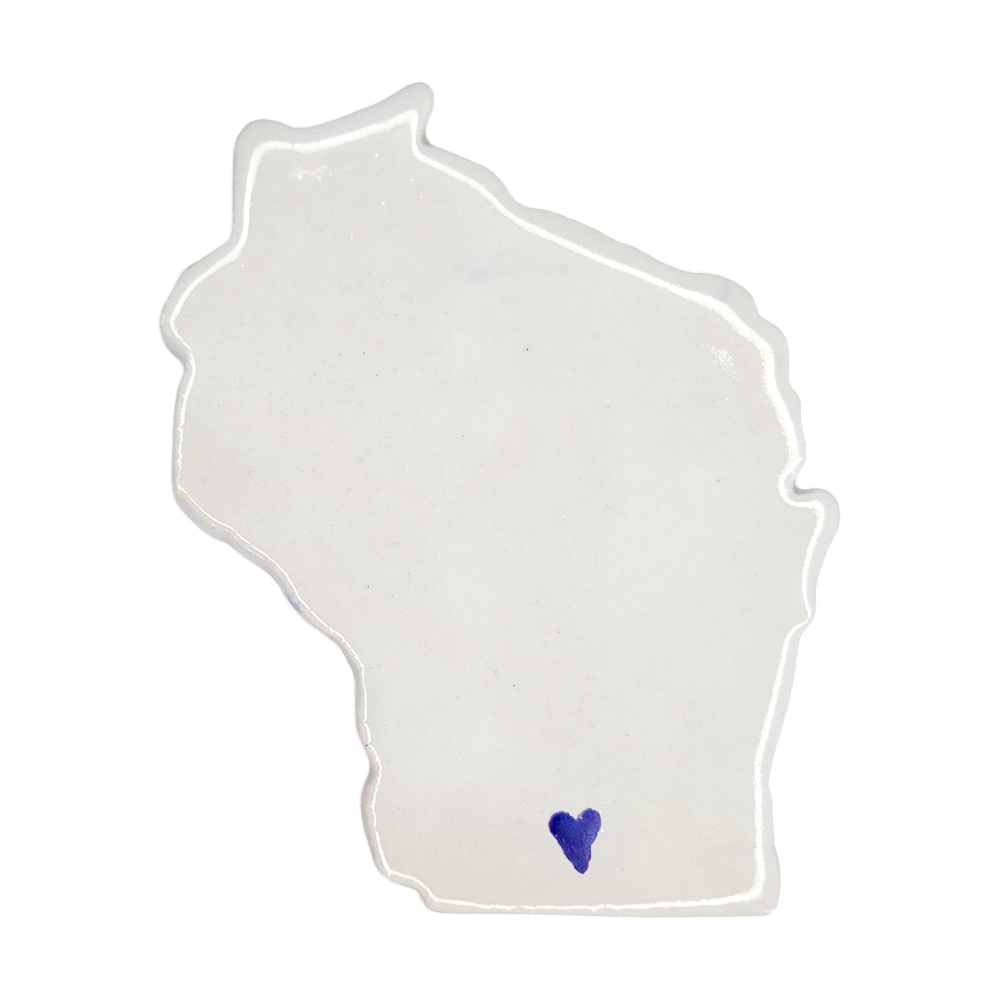Madison Ceramic Fridge Magnet - Handmade Wisconsin Souvenir with Heart Design