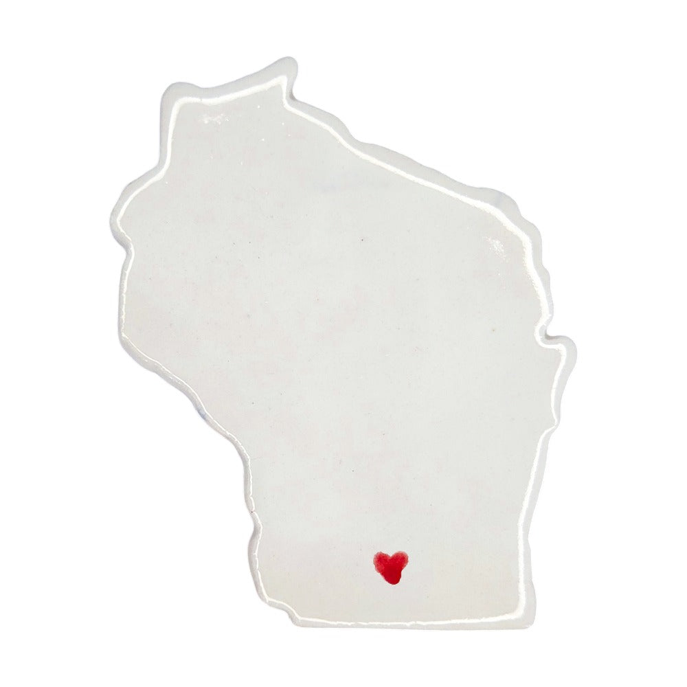 Madison Ceramic Fridge Magnet - Handmade Wisconsin Souvenir with Heart Design
