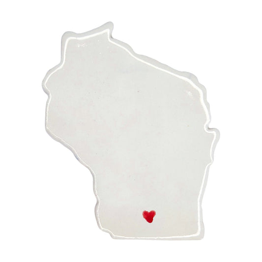 Madison Ceramic Fridge Magnet - Handmade Wisconsin Souvenir with Heart Design