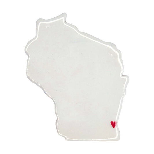 Milwaukee Ceramic Fridge Magnet - Handmade Wisconsin Souvenir with Heart Design