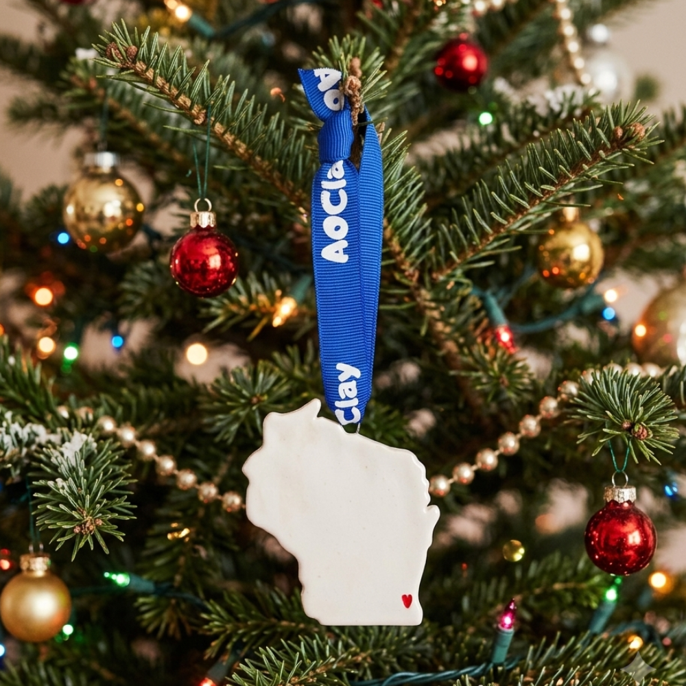Wisconsin Handcrafted Custom Ceramic Christmas Ornament