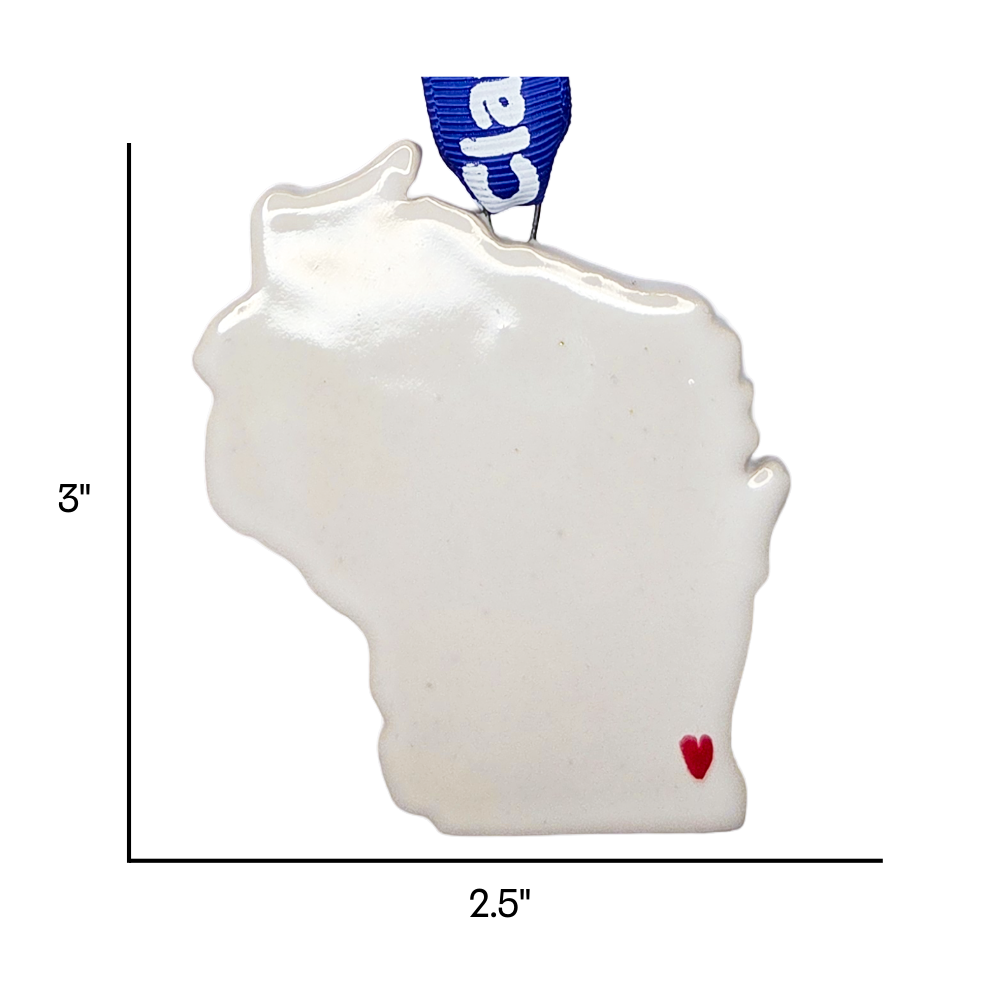 Wisconsin Handcrafted Custom Ceramic Christmas Ornament