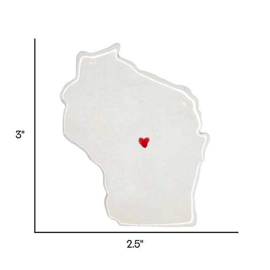 Stevens Pointe Ceramic Fridge Magnet - Handmade Wisconsin Souvenir with Heart Design