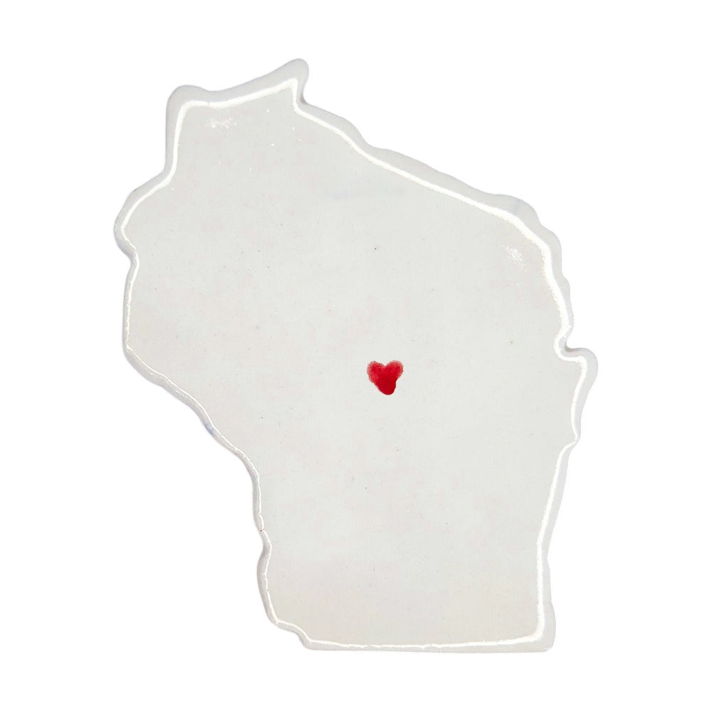 Stevens Pointe Ceramic Fridge Magnet - Handmade Wisconsin Souvenir with Heart Design