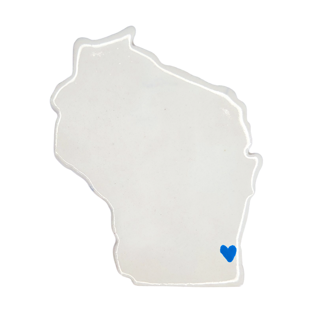 Milwaukee Ceramic Fridge Magnet - Handmade Wisconsin Souvenir with Heart Design
