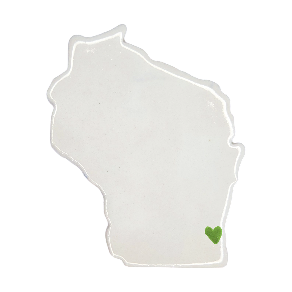 Wisconsin Custom Ceramic Magnet for Fridge - Handmade Gift with Heart Design