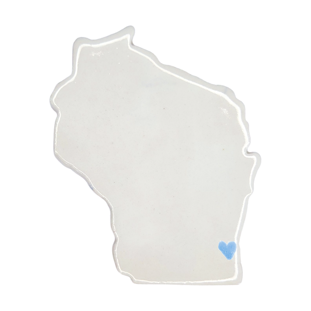 Wisconsin Custom Ceramic Magnet for Fridge - Handmade Gift with Heart Design