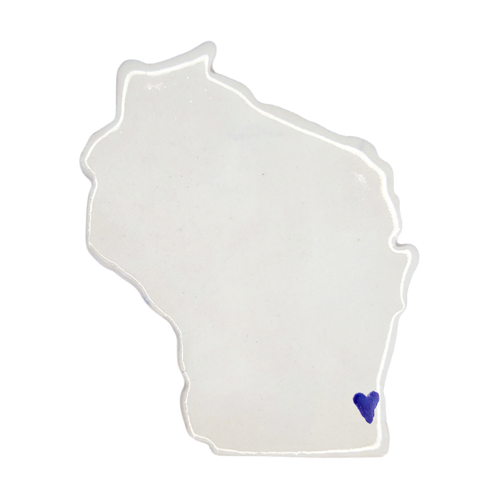 Milwaukee Ceramic Fridge Magnet - Handmade Wisconsin Souvenir with Heart Design