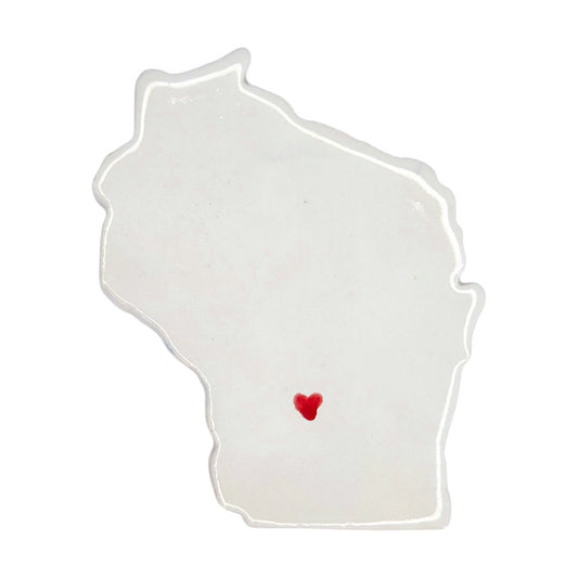 Wisconsin Dells Ceramic Magnet - Handmade Wisconsin Souvenir with Heart Design